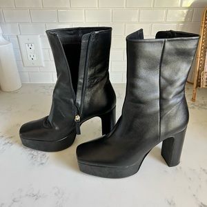 Zara leather platform booties